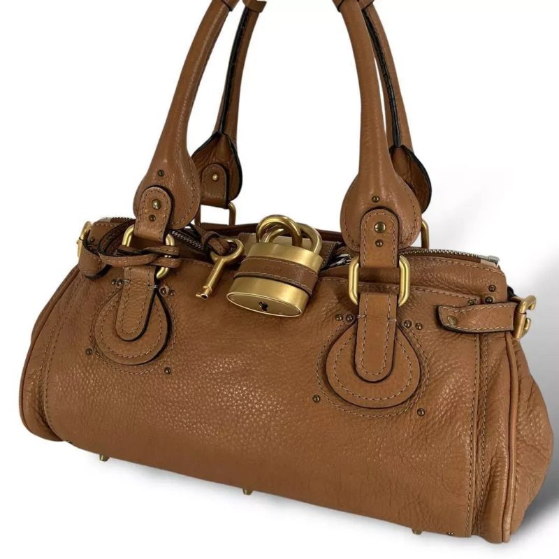 Chloe Brown Paddington One shoulder Hand Bag Leather Lock Key padlock - Image 3