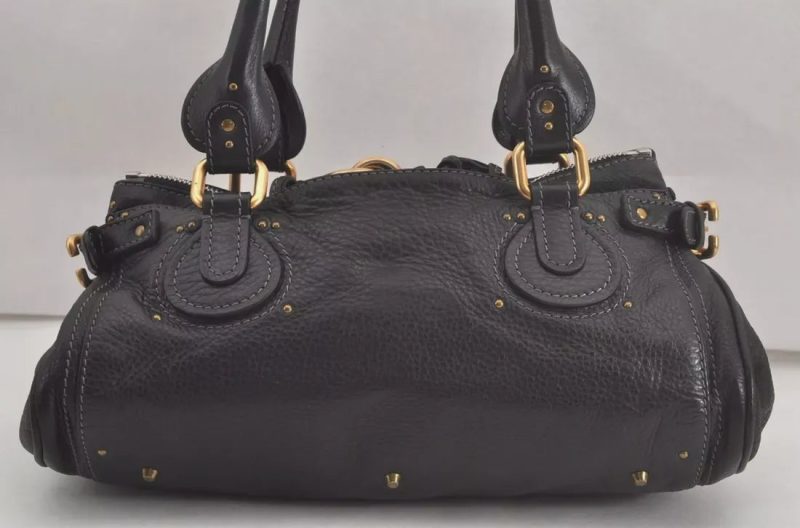 Authentic Chloe Vintage Paddington Leather Shoulder Hand Bag Black - Image 3