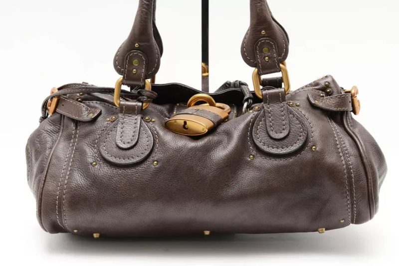 Chloe Paddington Hand Bag Purse Shoulder Dark Brown Leather Gold Auth - Image 2