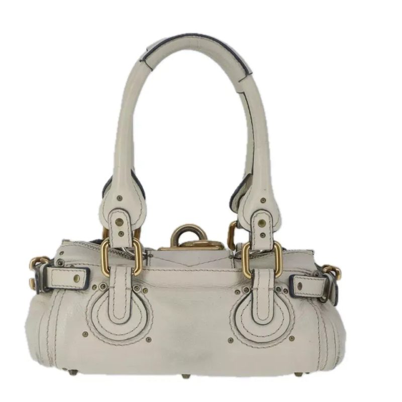 Chloe Mini Paddington Hand Bag Leather White Gold Silver - Image 2