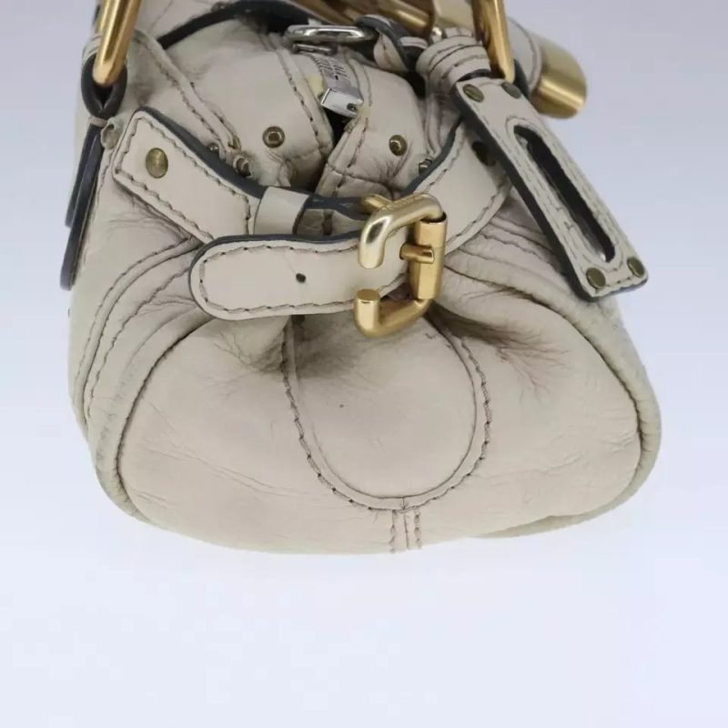 Chloe Mini Paddington Hand Bag Leather White Gold Silver - Image 3