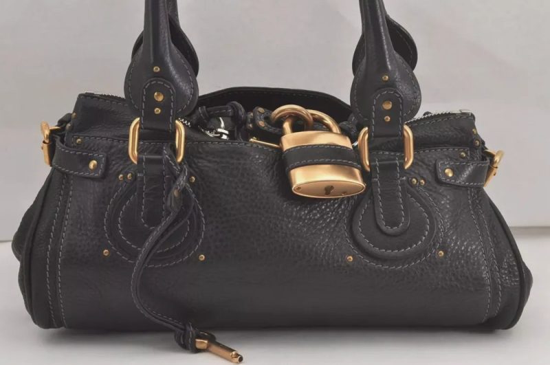 Authentic Chloe Vintage Paddington Leather Shoulder Hand Bag Black - Image 2
