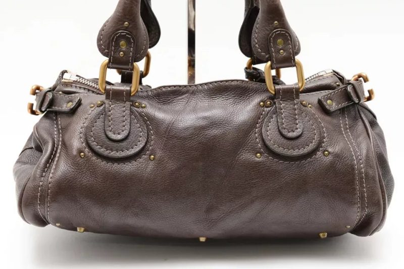 Chloe Paddington Hand Bag Purse Shoulder Dark Brown Leather Gold Auth - Image 4