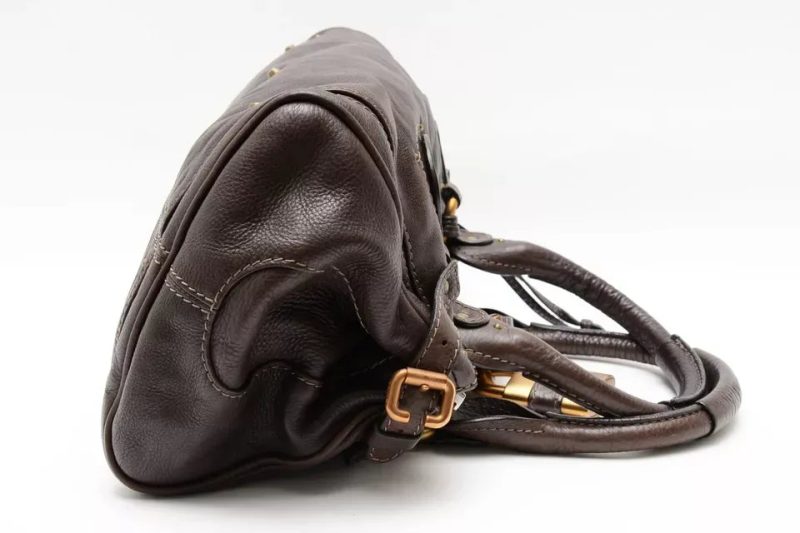 Chloe Paddington Hand Bag Purse Shoulder Dark Brown Leather Gold Auth - Image 5