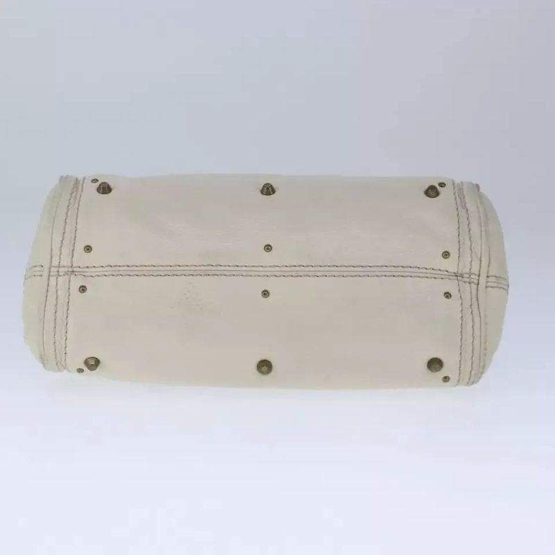 Chloe Mini Paddington Hand Bag Leather White Gold Silver - Image 5