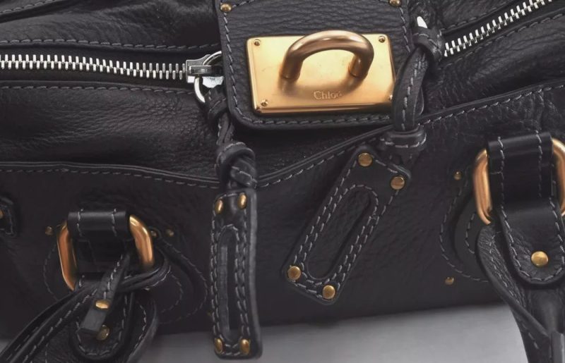 Authentic Chloe Vintage Paddington Leather Shoulder Hand Bag Black - Image 5