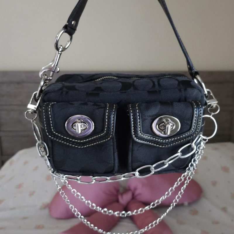Y2K Vintage Coach Mini Double Turnlock Handbag Shoulder Bag - Image 2