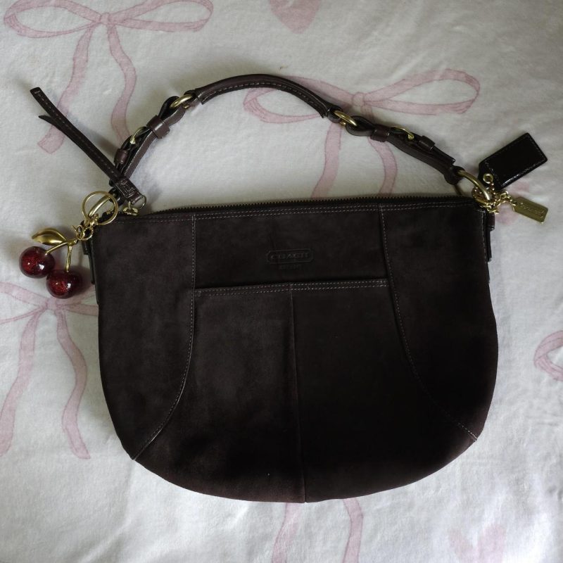 Y2K Vintage Coach Soho Brown Gold Suede Shoulder Bag Purse - Image 7