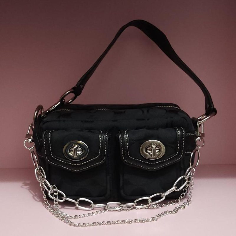 Y2K Vintage Coach Mini Double Turnlock Handbag Shoulder Bag - Image 3