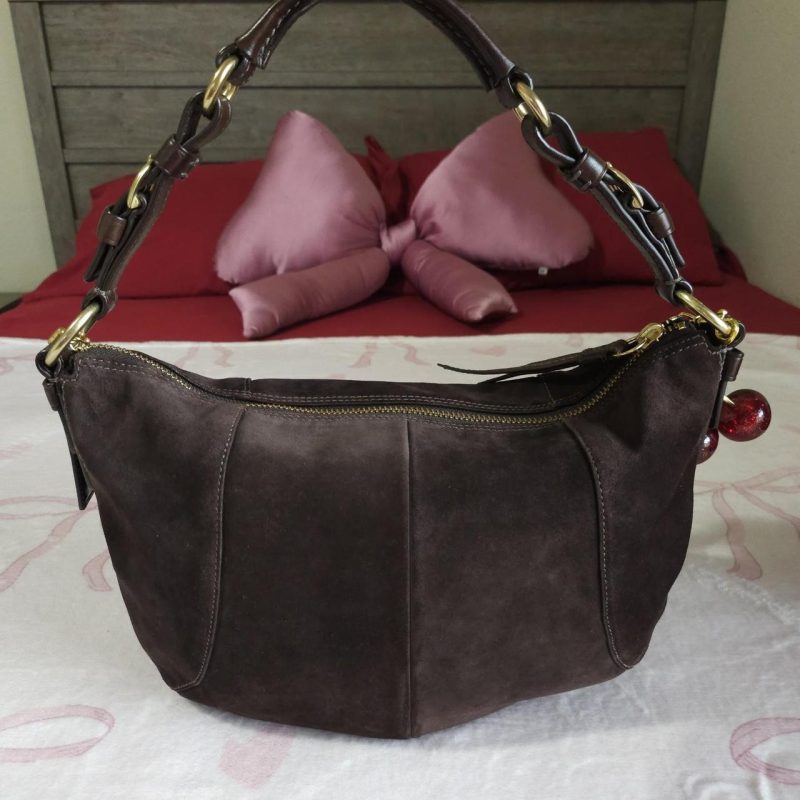 Y2K Vintage Coach Soho Brown Gold Suede Shoulder Bag Purse - Image 4
