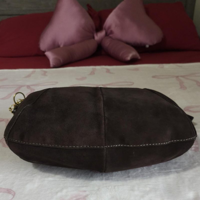 Y2K Vintage Coach Soho Brown Gold Suede Shoulder Bag Purse - Image 6
