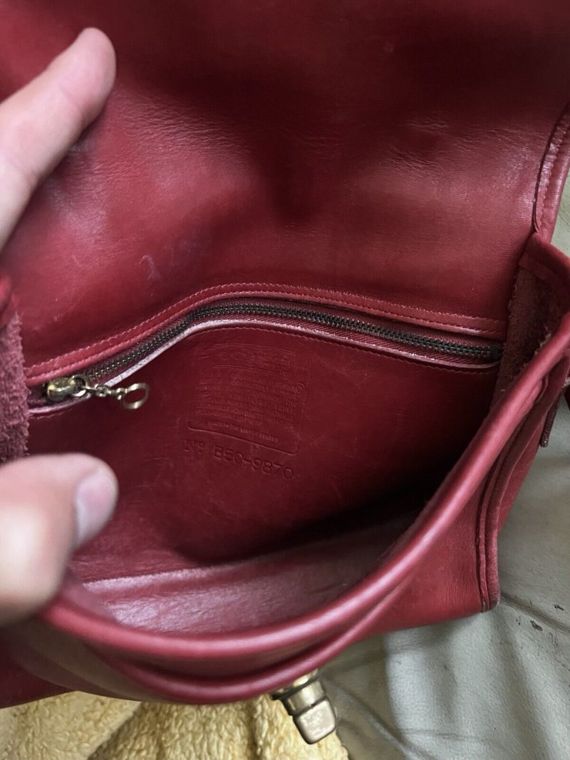 Vintage Coach Purse 9870 Red Leather Court Top Handle Bag Crossbody Usa - Image 13