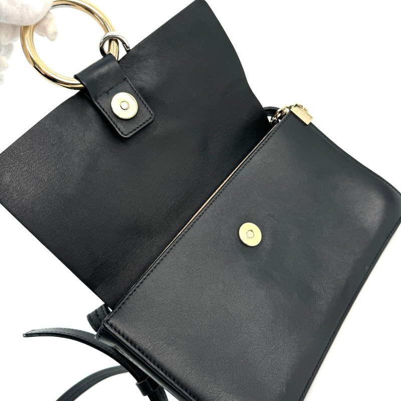 Chloe Faye  Shoulder Bag Black Small Leather Authentic - Image 7