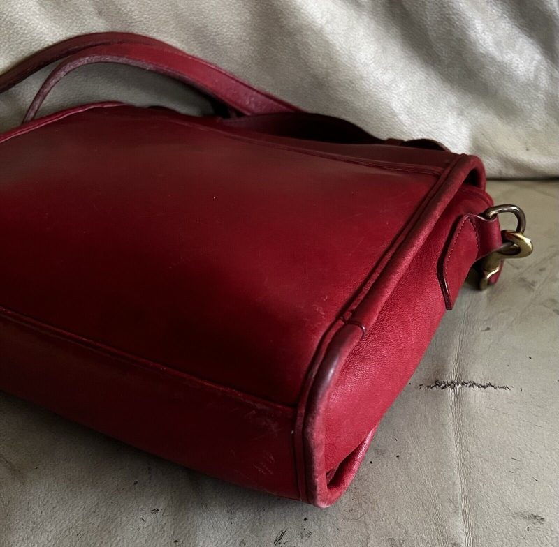 Vintage Coach Purse 9870 Red Leather Court Top Handle Bag Crossbody Usa - Image 11