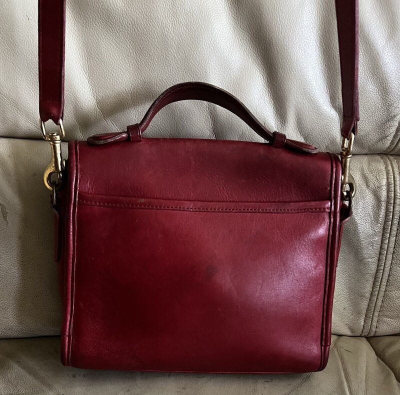 Vintage Coach Purse 9870 Red Leather Court Top Handle Bag Crossbody Usa - Image 6