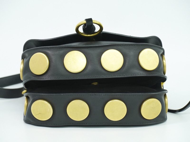 Chloe Suede Leather Shoulder Crossbody Bag Black Gold - Image 3
