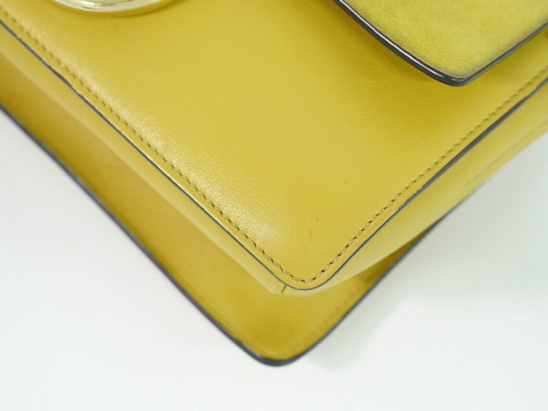Chloe Faye Suede Leather Shoulder Crossbody Bag Yellow - Image 14
