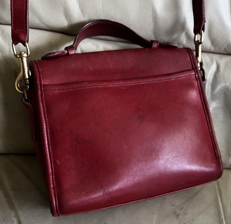 Vintage Coach Purse 9870 Red Leather Court Top Handle Bag Crossbody Usa - Image 7