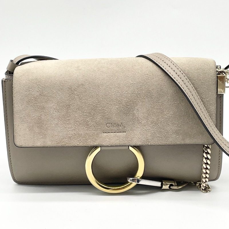 Chloe Faye Shoulder bag Suede Leather Y2K Beige Gold Hardware Crossbody - Image 2