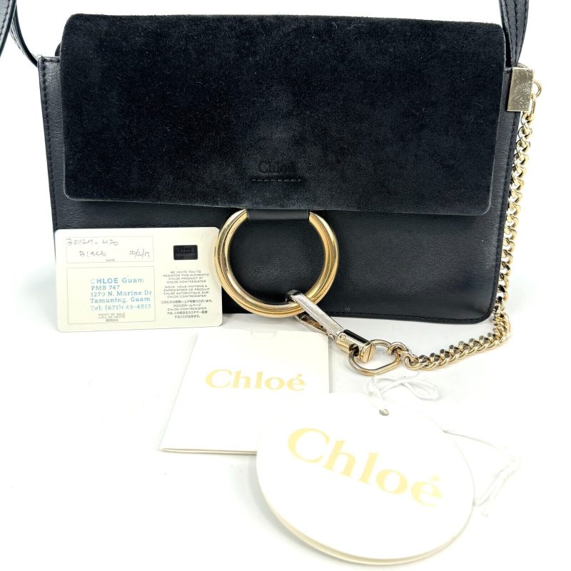 Chloe Faye  Shoulder Bag Black Small Leather Authentic - Image 2
