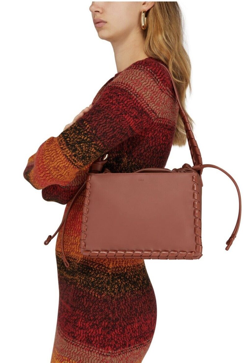 CHLOE MUTLI GUSSET  CALF & NAPPA LAMBSKIN SHOULDER BAG - NEW Handbag Brown - Image 8