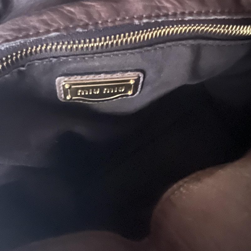 Authentic Miu Miu Purple Grey Leather Vitello Lux Bow Bag In Gold Hardware With Removable Strap - Image 7