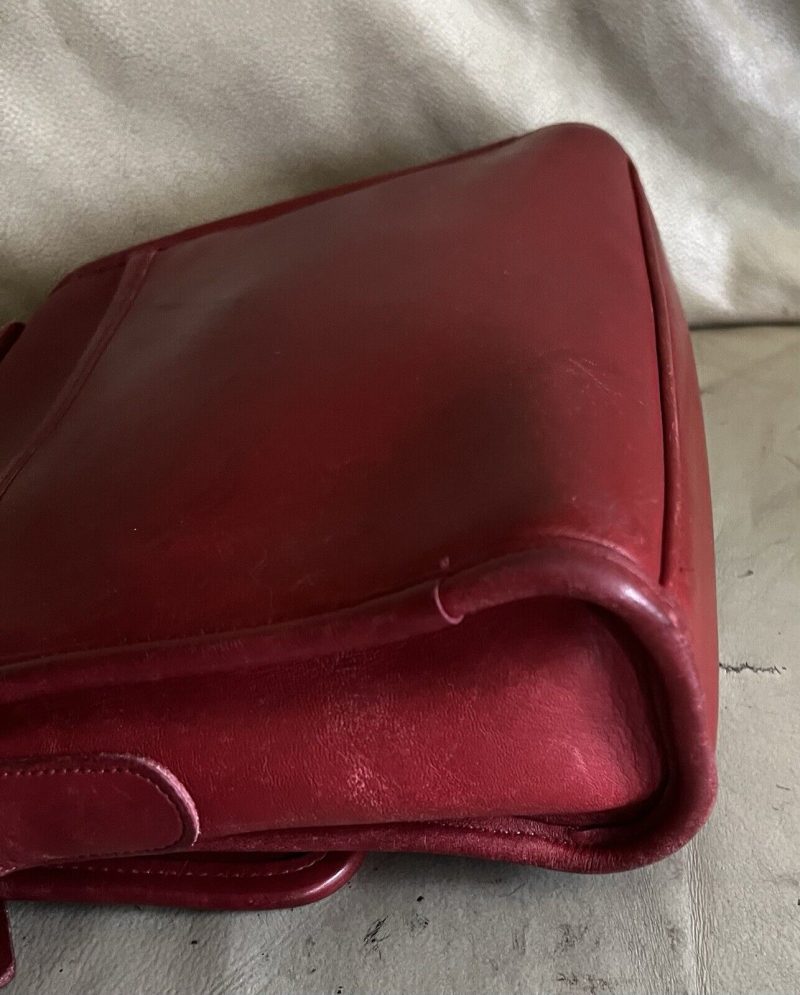 Vintage Coach Purse 9870 Red Leather Court Top Handle Bag Crossbody Usa - Image 12