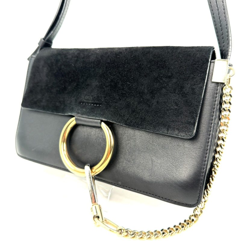 Chloe Faye  Shoulder Bag Black Small Leather Authentic - Image 3