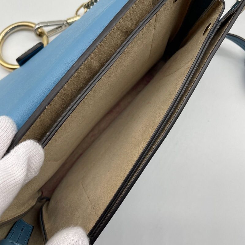 Chloe Faye Shoulder bag Suede Leather Y2K Blue Gold Hardware Crossbody - Image 17