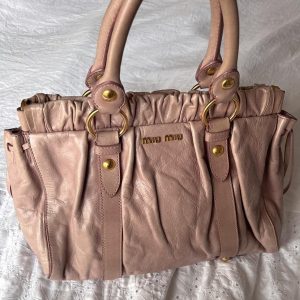 Gorgeous Authentic Dusty Pink Miu Miu Vitello Bag With Gold Hardware