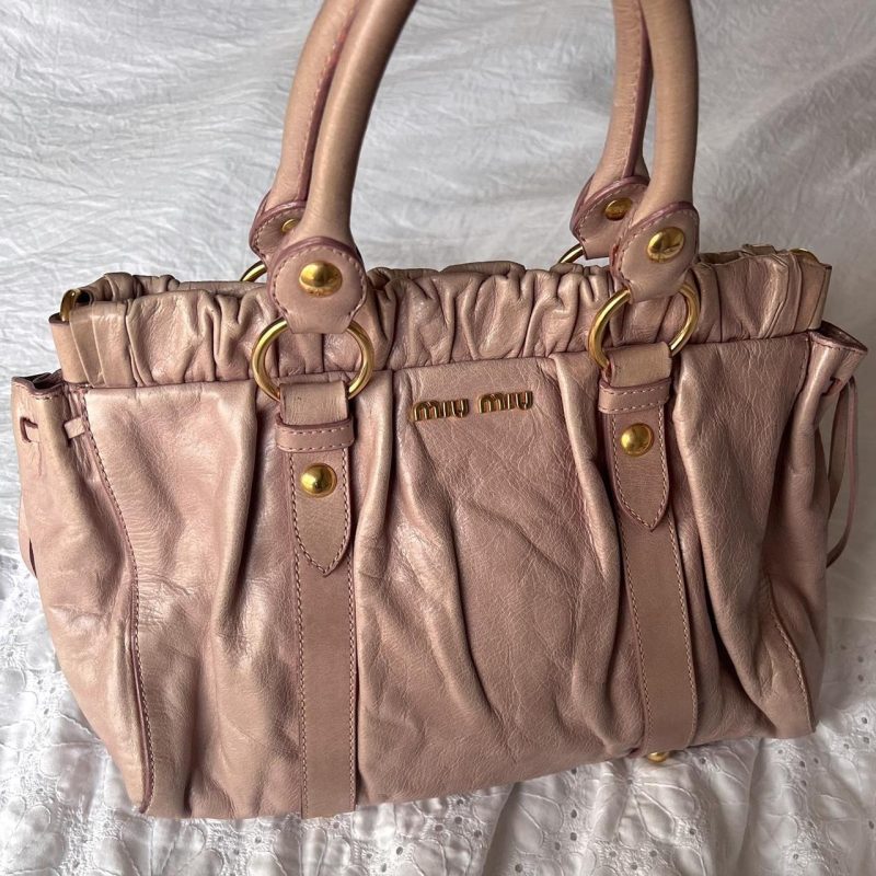 Gorgeous Authentic Dusty Pink Miu Miu Vitello Bag With Gold Hardware
