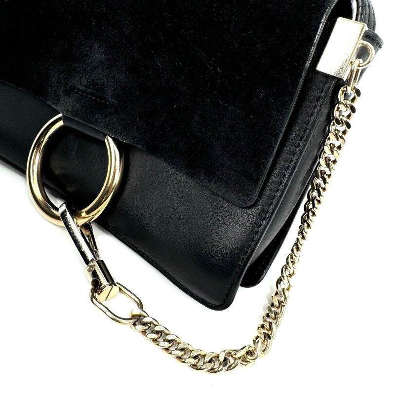 Chloe Faye  Shoulder Bag Black Small Leather Authentic - Image 4