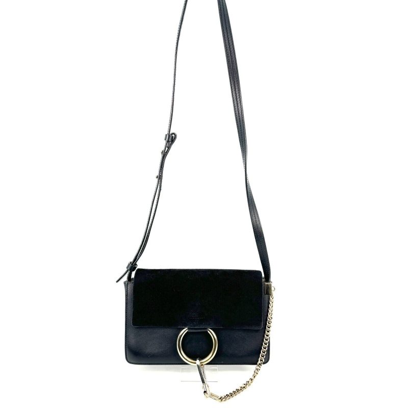 Chloe Faye  Shoulder Bag Black Small Leather Authentic - Image 13