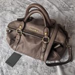 Authentic Miu Miu Purple Grey Leather Vitello Lux Bow Bag In Gold Hardware With Removable Strap