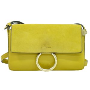 Chloe Faye Suede Leather Shoulder Crossbody Bag Yellow