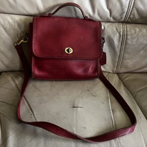 Vintage Coach Purse 9870 Red Leather Court Top Handle Bag Crossbody Usa
