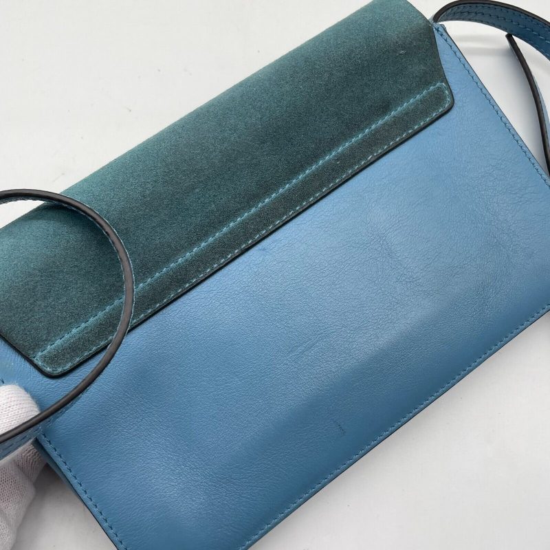 Chloe Faye Shoulder bag Suede Leather Y2K Blue Gold Hardware Crossbody - Image 14