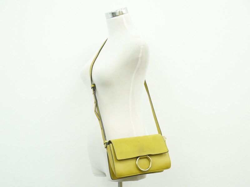 Chloe Faye Suede Leather Shoulder Crossbody Bag Yellow - Image 11