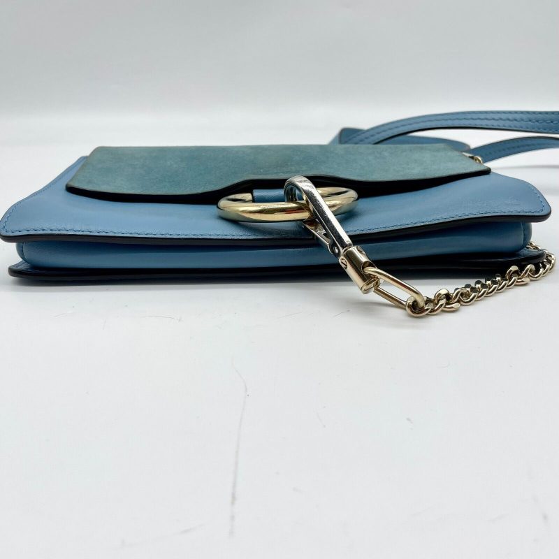 Chloe Faye Shoulder bag Suede Leather Y2K Blue Gold Hardware Crossbody - Image 7