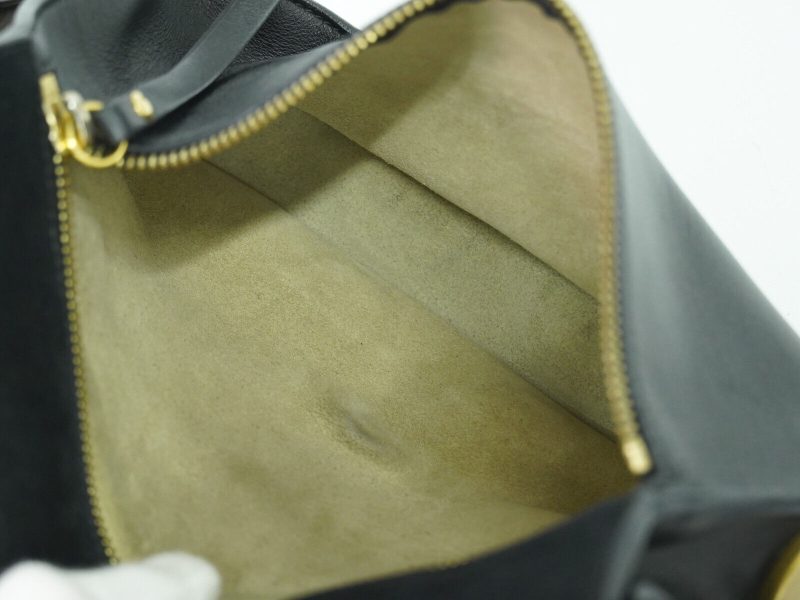 Chloe Suede Leather Shoulder Crossbody Bag Black Gold - Image 8