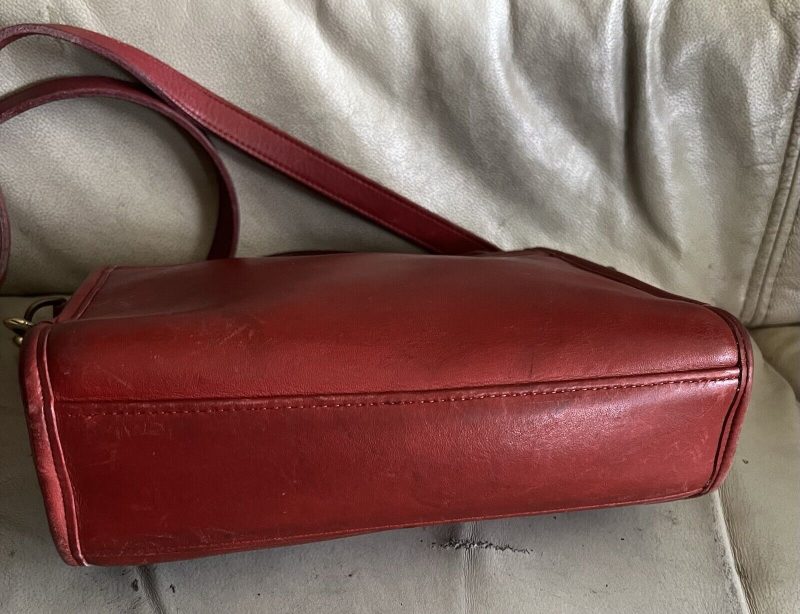 Vintage Coach Purse 9870 Red Leather Court Top Handle Bag Crossbody Usa - Image 9