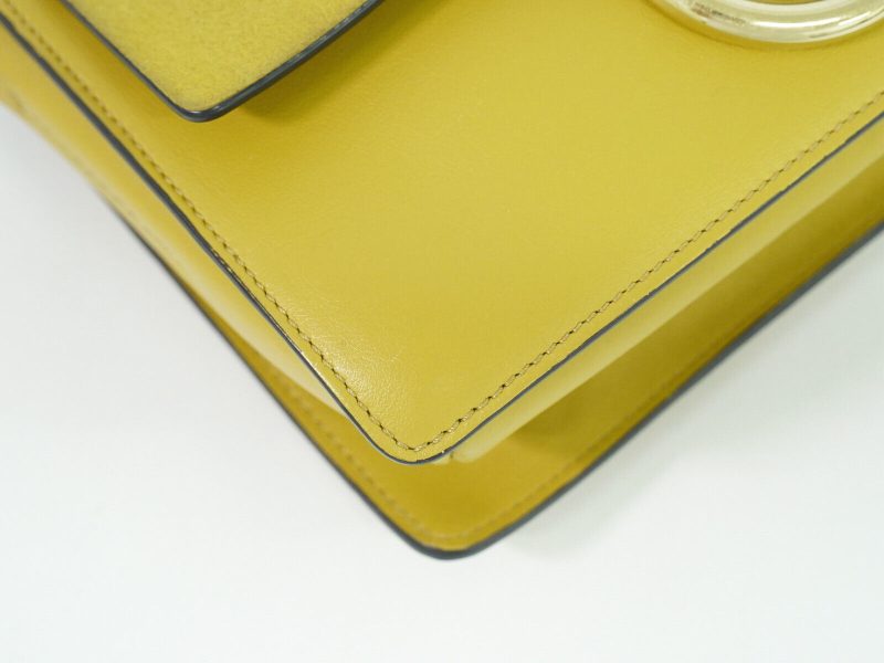 Chloe Faye Suede Leather Shoulder Crossbody Bag Yellow - Image 13