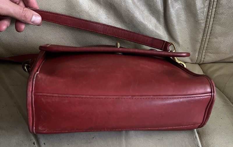 Vintage Coach Purse 9870 Red Leather Court Top Handle Bag Crossbody Usa - Image 10