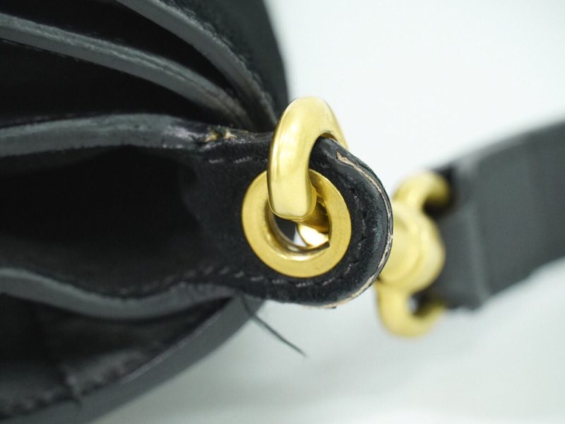 Chloe Suede Leather Shoulder Crossbody Bag Black Gold - Image 6