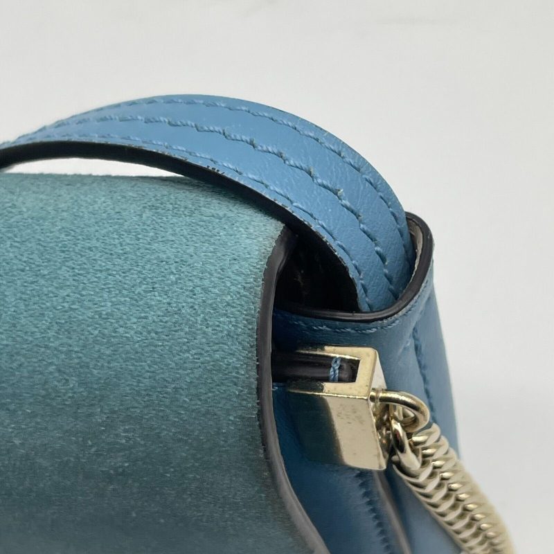 Chloe Faye Shoulder bag Suede Leather Y2K Blue Gold Hardware Crossbody - Image 13