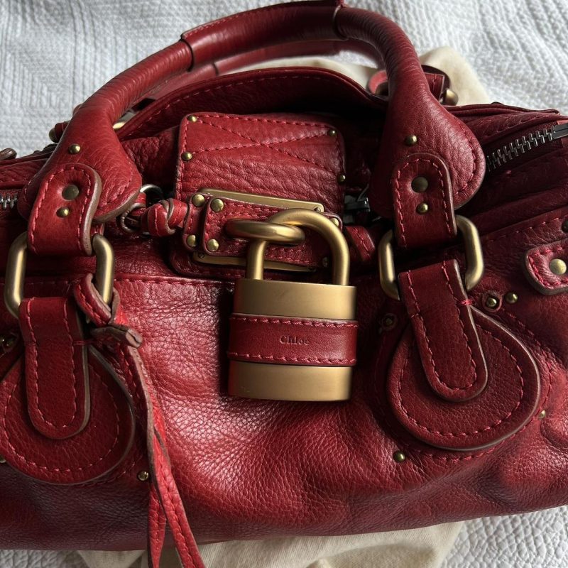 Gorgeous Red Chloe Paddington Bag With Gold Hardware - Image 2