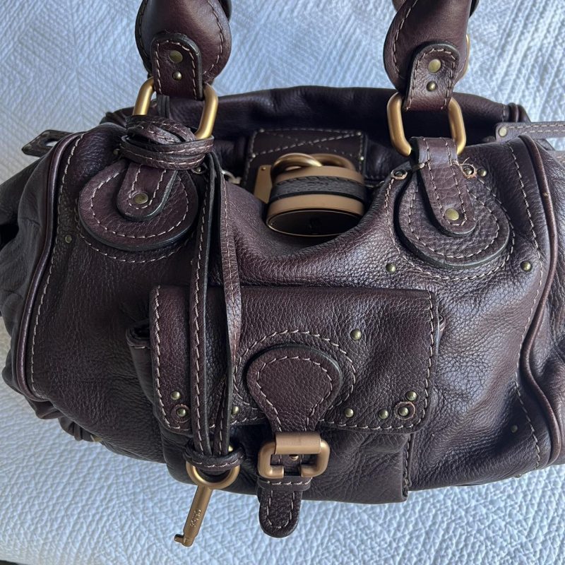 Brown Chloe Paddington Bag With Gold Hardware - Image 3