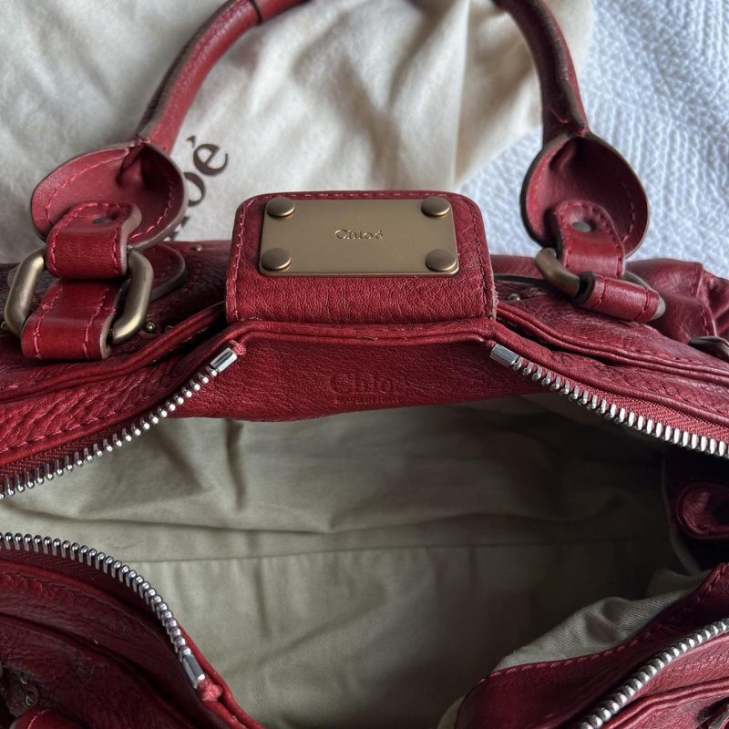 Gorgeous Red Chloe Paddington Bag With Gold Hardware - Image 4