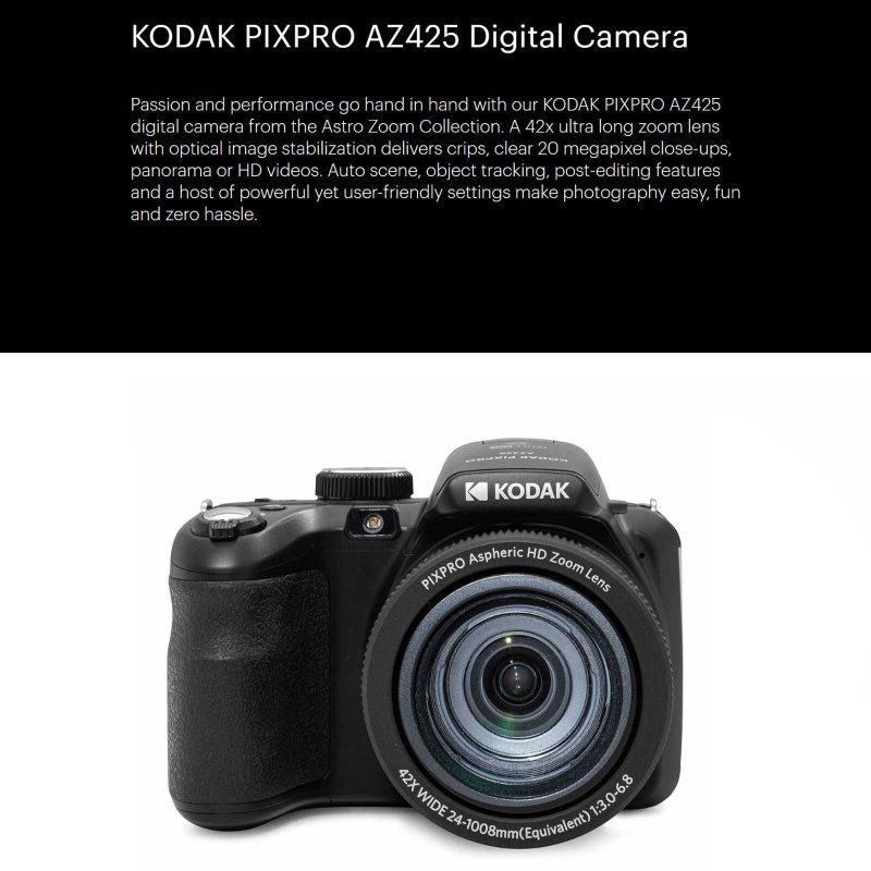 New KODAK PIXPRO AZ425 20MP 42x Optical Zoom IS 1080 Video Digital Bridge Camera - Image 2
