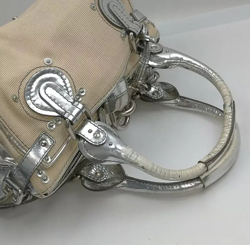 Authentic CHLOE Calfskin Medium Paddington Satchel Off White Ivory Handbag - Image 4